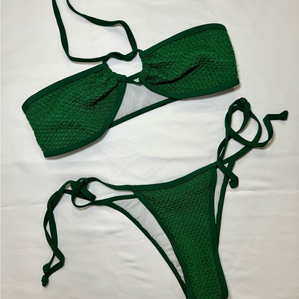 SHEIN Green Textured Bikini Set